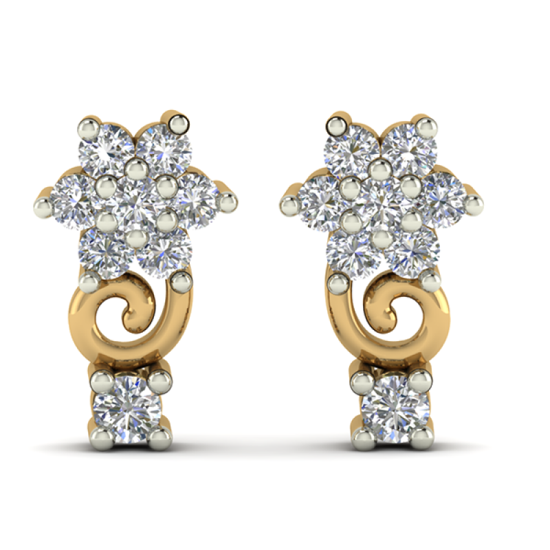 Calla Diamond Stud Flower Design Diamond Studs Earrings At